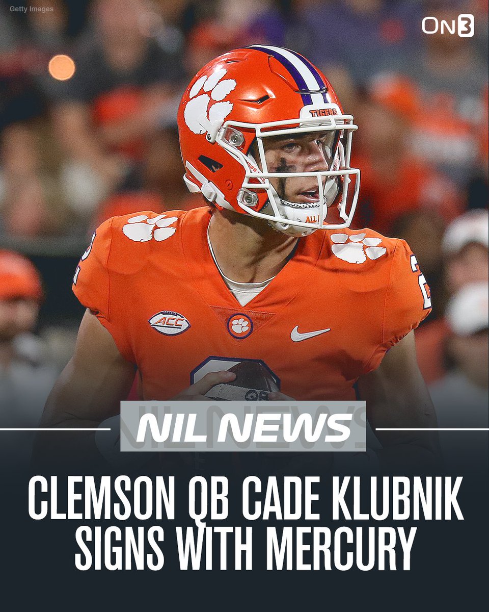 NEW: Cade Klubnik has signed with Mercury and its Clemson digital platform, @clemsontigersIO. It's only the second NIL deal the former five-star QB prospect has signed since landing at Clemson. More from @Pete_Nakos96: on3.com/nil/news/cade-…