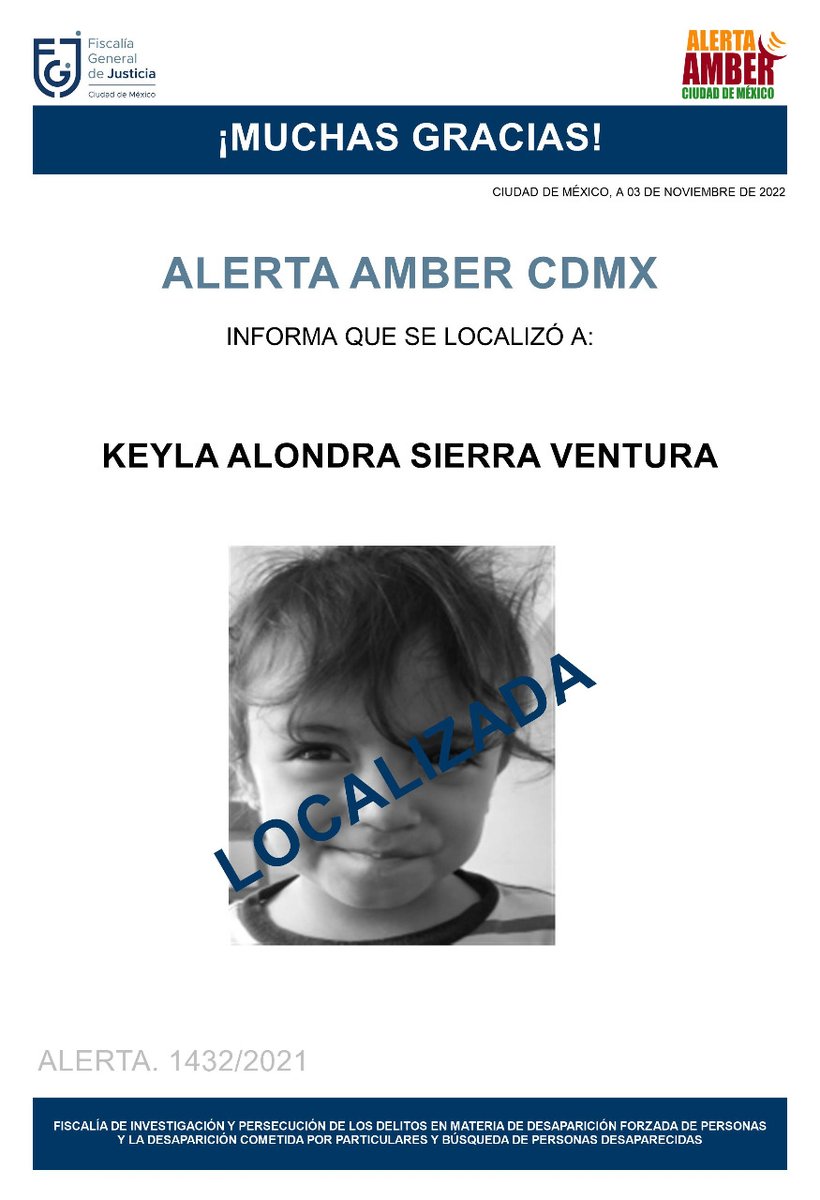 Ha sido localizada la menor, Keyla Alondra Sierra Ventura, agradecemos a la ciudadanía, medios de comunicación e instituciones, se desactiva #AlertaAmber