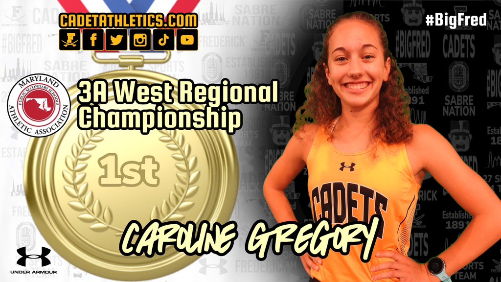 ⚡️Cadetathletics.com News Flash⚡️
🥇HARDWARE ALERT🥇
<a href="/CadetXC_/">Frederick High XC</a> Junior Caroline Gregory wins her second🥇🥇straight MPSSAA 3A West Regional Championship with a time of 18:35.

⚔️ | #BigFred