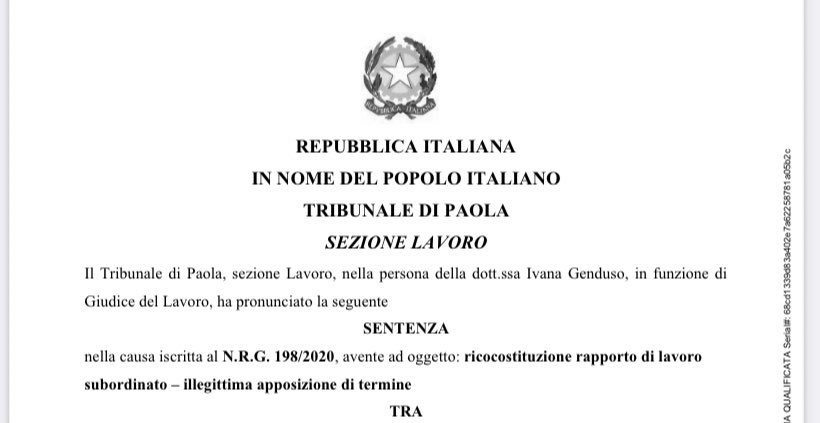 BenincasaGiada's tweet photo. Trib. Paola, n. 257 del 28/9/2022 - Cambio #appalto: non costituisce una violazione della #clausolasociale né la ritardata assunzione dei lavoratori rispetto all’inizio del servizio appaltato, né la loro assunzione con contratto a tempo determinato
https://t.co/ptKBqi9FSY https://t.co/BRWofRBMGy