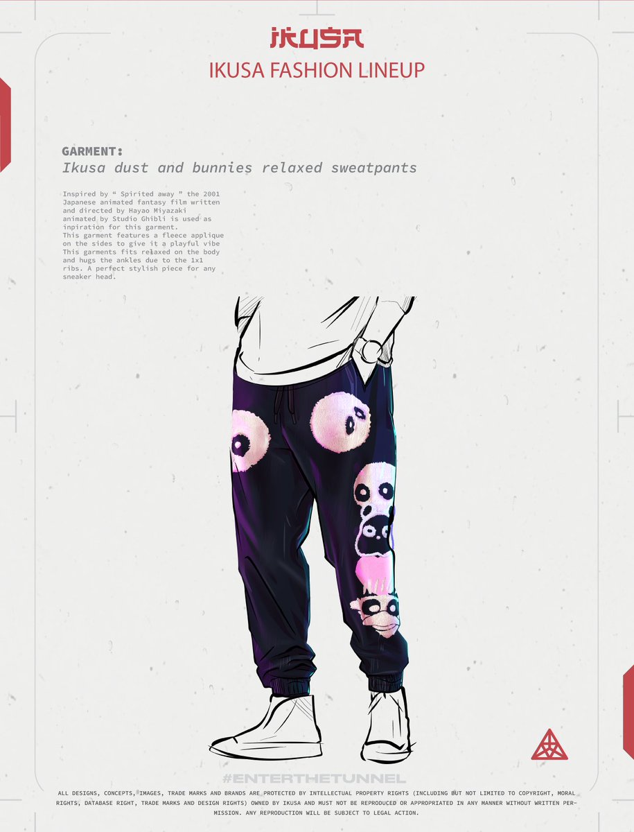 S1E17 IKUSA DUST AND BUNNIES RELAXED SWEATPANT

Gender: Unisex
Colour variation/s: Black

㊙️ Priority access to Ikusa Genesis NFT holders

🖤 &amp; RT

#ikusa #fashion #collection #nft