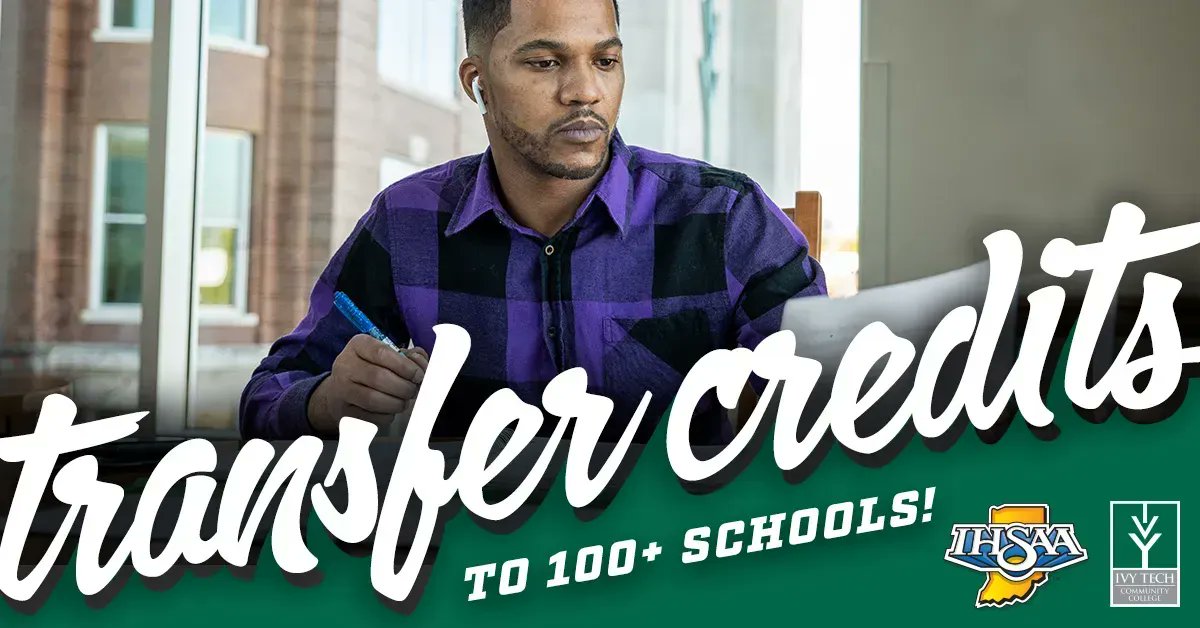 Did you know @IvyTechCC credits transfer to 100+ in-state and out-of-state schools? Earn credits at a fraction of the cost, then transfer to earn your bachelor’s degree! Plus, 20+ degrees qualify for guaranteed admission to four-year schools! Apply now at IvyTech.edu.