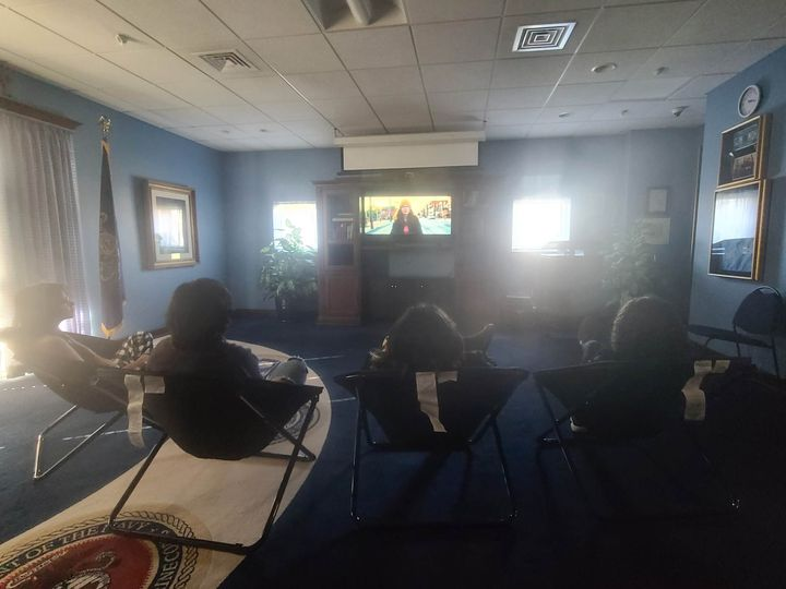 ValleyLibrary's tweet image. Teens enjoyed our new chairs and TV as we watched &quot;Scary Stories to Tell in the Dark.&quot;