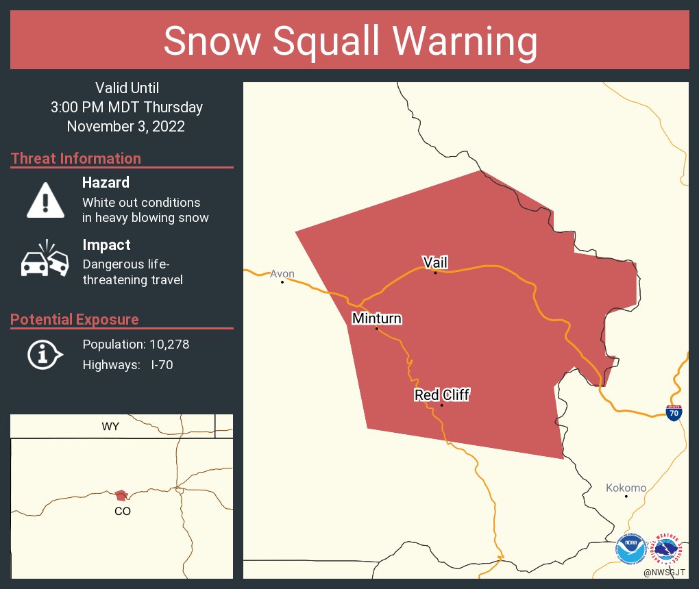 NWS Grand Junction on Twitter "A snow squall warning is in effect