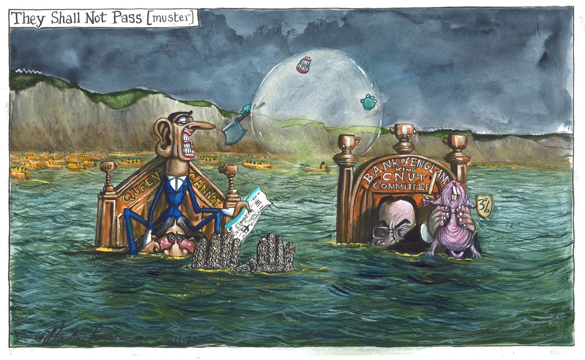 Martin Rowson on the rise in interest rate #RishiSunak #Integrity #PledgesShredded #SuellaBraveman - political cartoon gallery in London original-political-cartoon.com