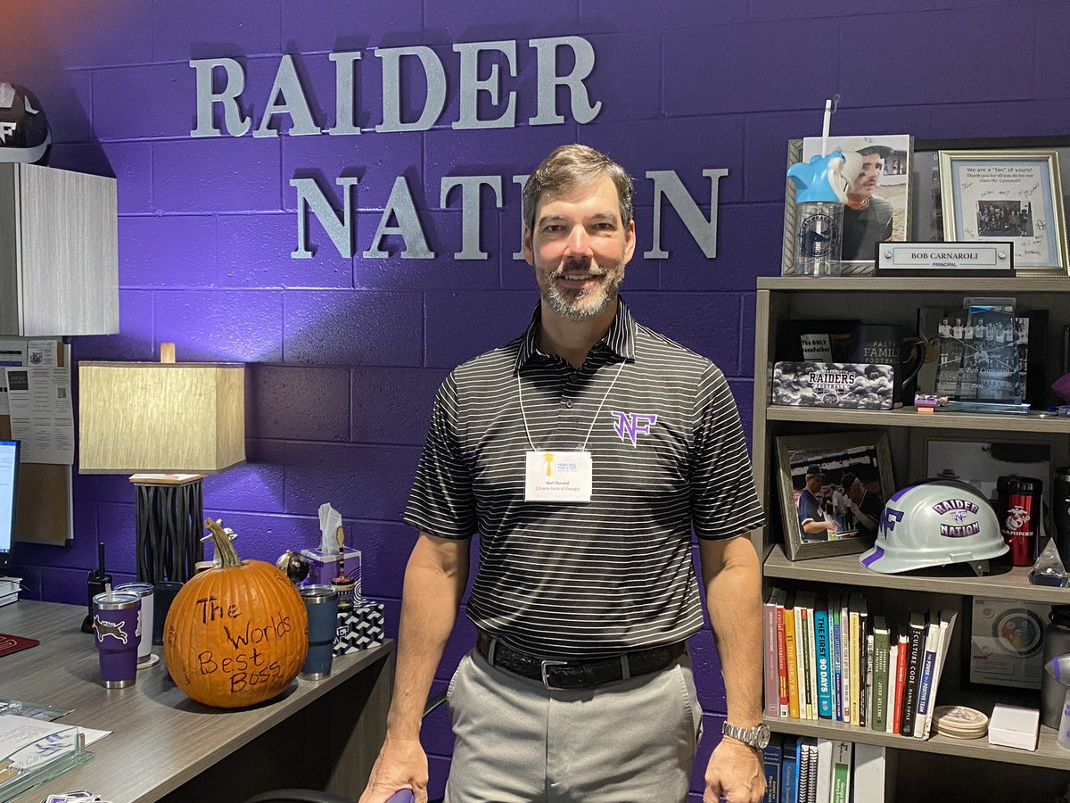 Another great day in Raider Nation with Mr. Bert Durand serving as Principal for the Day. All of NFHS thanks you for your time and commitment to our school. <a href="/DrJeffBearden/">Dr. Jeff Bearden</a> <a href="/FCSchoolsGA/">Forsyth County Schools</a> <a href="/JMY_FCS/">Mitch Young</a> <a href="/leeanne_rice/">Dr. LeeAnne Rice</a> <a href="/NForsythHigh/">North Forsyth High</a> <a href="/FCSSecondaryDIR/">Heather Gordy</a>