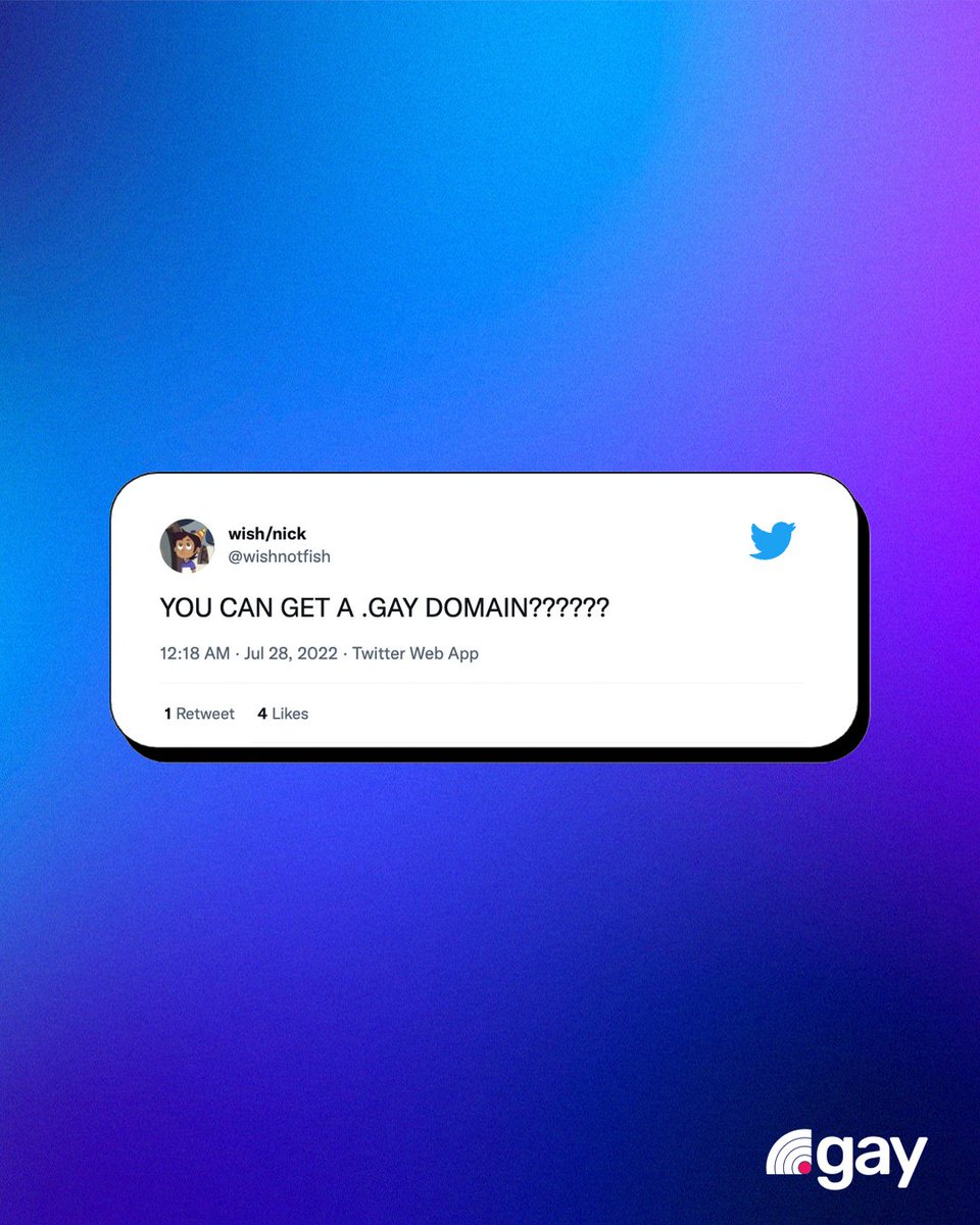 dotgay's tweet photo. Yes, you CAN! And you can get it faster than an online date. 🤗

Just visit https://t.co/NkuY2GT8SO and find out if your name is available. Then use it for your website, portfolio, or even your Link in Bio.

#DotGay
#GayDomains
#GetGay 
#QueerTheInternet https://t.co/VxKunBpmyH