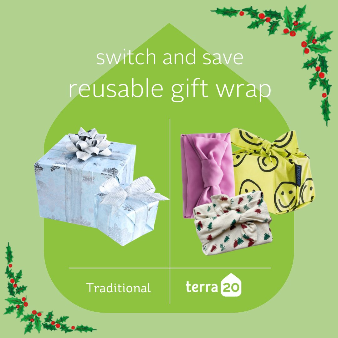 exploreterra20's tweet photo. #terra20Tips: 🎁 Switch to reusable gift wrap!

In most cities wrap paper made with foil, bows and ribbons cannot be recycled. 

 Instead, think of the wrapping as part of the gift itself! 

Shop terra20's selection #reusablegiftwrap at https://t.co/iBSStH945y 💚 #zerowaste https://t.co/bd6xATXZox