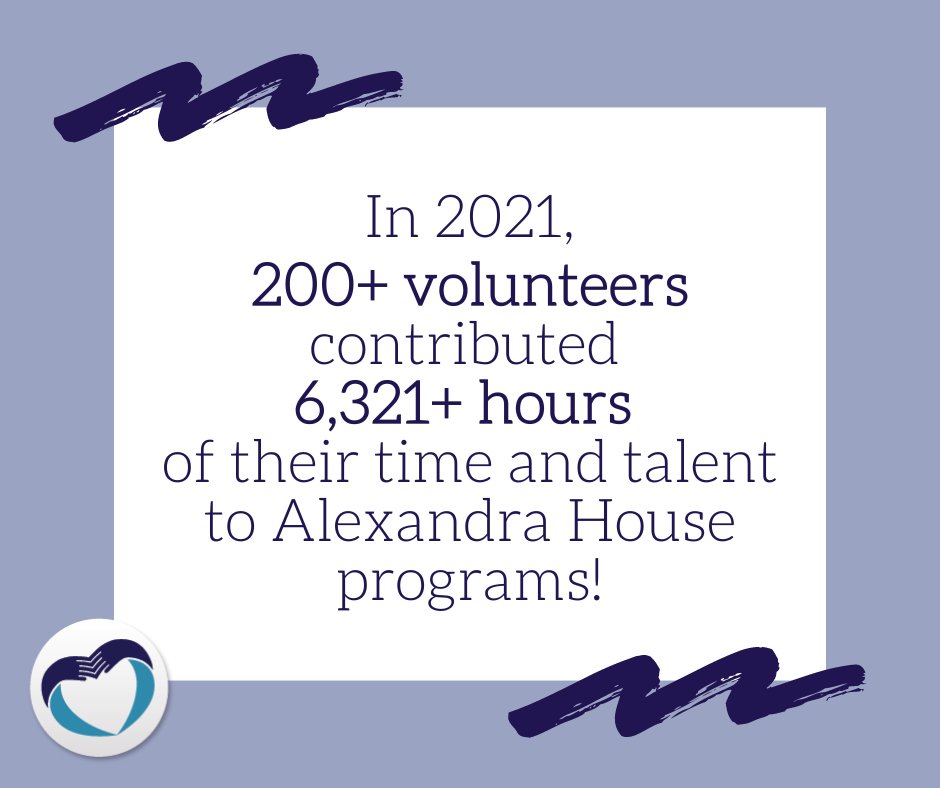 That is equivalent to 4 full-time employees and over $216,449! Thank you, volunteers, for your dedication, time, and support - you are truly making a difference at Alexandra House! #ThankfulThursday