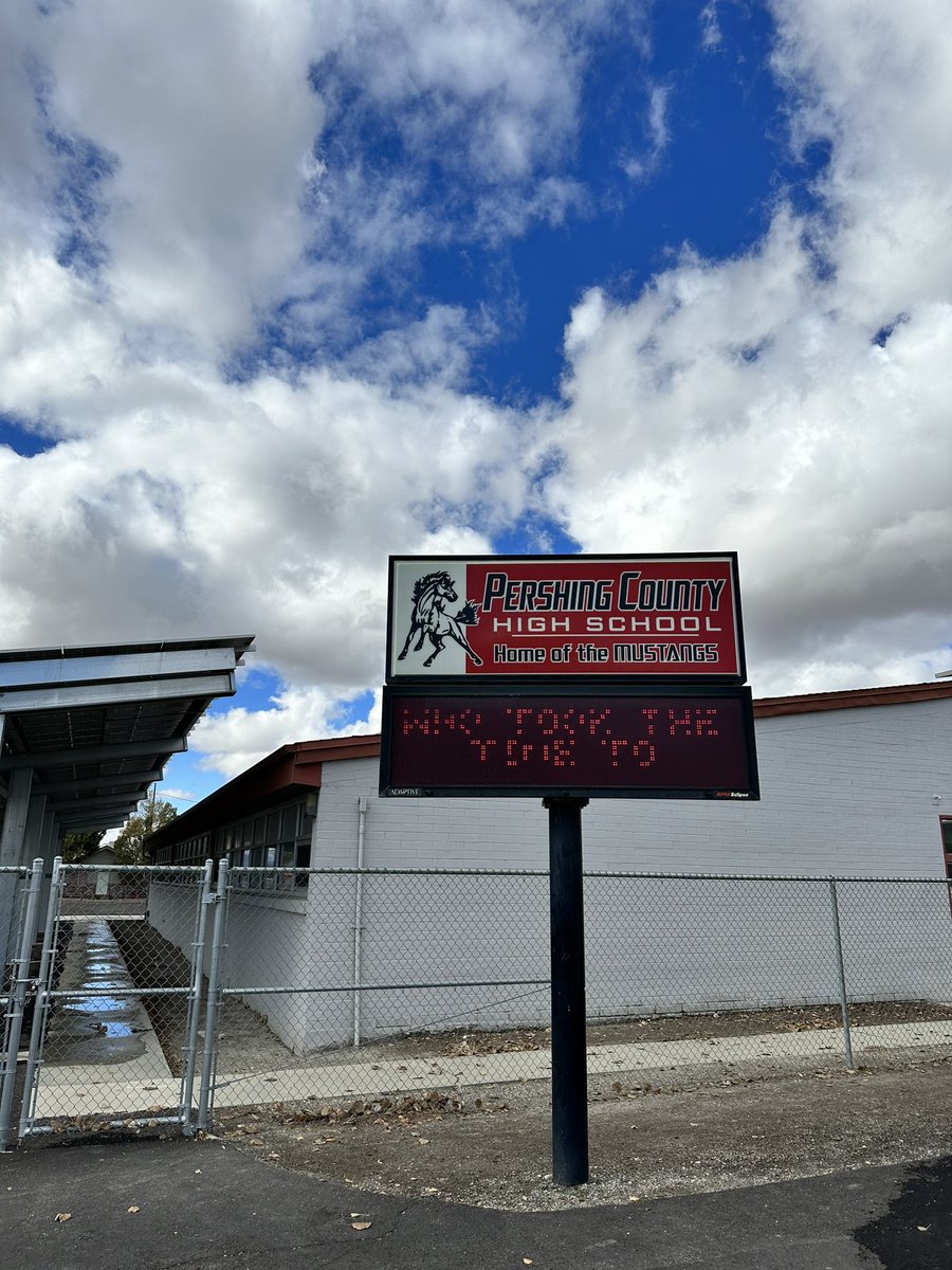 Last stop in our NE NV circuit. We are excited to speak to students at Pershing County High School about our beautiful <a href="/unevadareno/">University of Nevada, Reno</a> ! #GoPack🐺💙