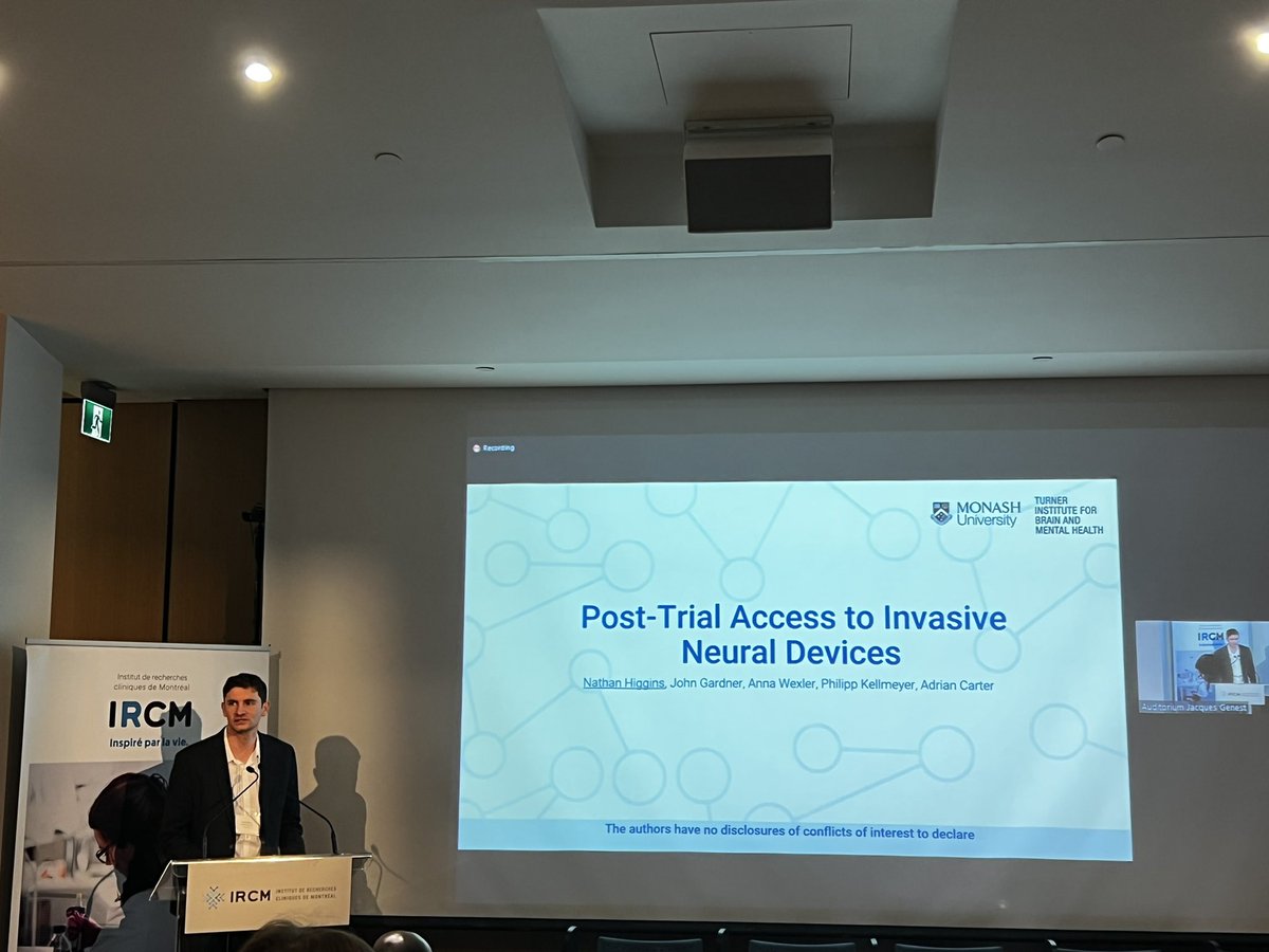 Cynthia Forlini (@cynforlini) on Twitter photo Nathan Higgins <a href="/NeuroethicsAU/">NeuroethicsAustralia</a> highlights the empirical uncertainty of post trial access to invasive brain stim. Presenting results from a survey of researchers working in the field. <a href="/neuroethicsinfo/">International Neuroethics Society</a> Nathan Higgins <a href="/NeuroethicsAU/">NeuroethicsAustralia</a> highlights the empirical uncertainty of post trial access to invasive brain stim. Presenting results from a survey of researchers working in the field. <a href="/neuroethicsinfo/">International Neuroethics Society</a>