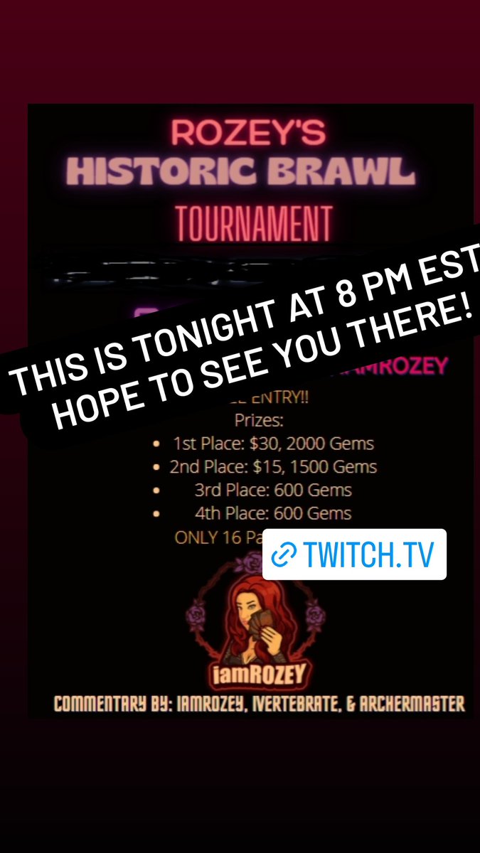 This is tonight, see you there! Twitch.tv/iamROZEY 

#mtg #MagicTheGathering #mtgcommander #edh #cedh