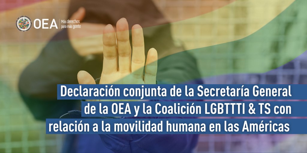 OTDChile's tweet photo. Desde la @CoalicionLGBTTI con trabajo en #OEA 
declaramos que estados deben garantizar, tanto el D° a buscar y recibir asilo como mecanismos de protección a migrantes #LBGTIQ+, y no se le otorgue exclusiva responsabilidad de este trabajo a las OSC.
https://t.co/KMHb8wdfvw https://t.co/ZHTPxwzY8S
