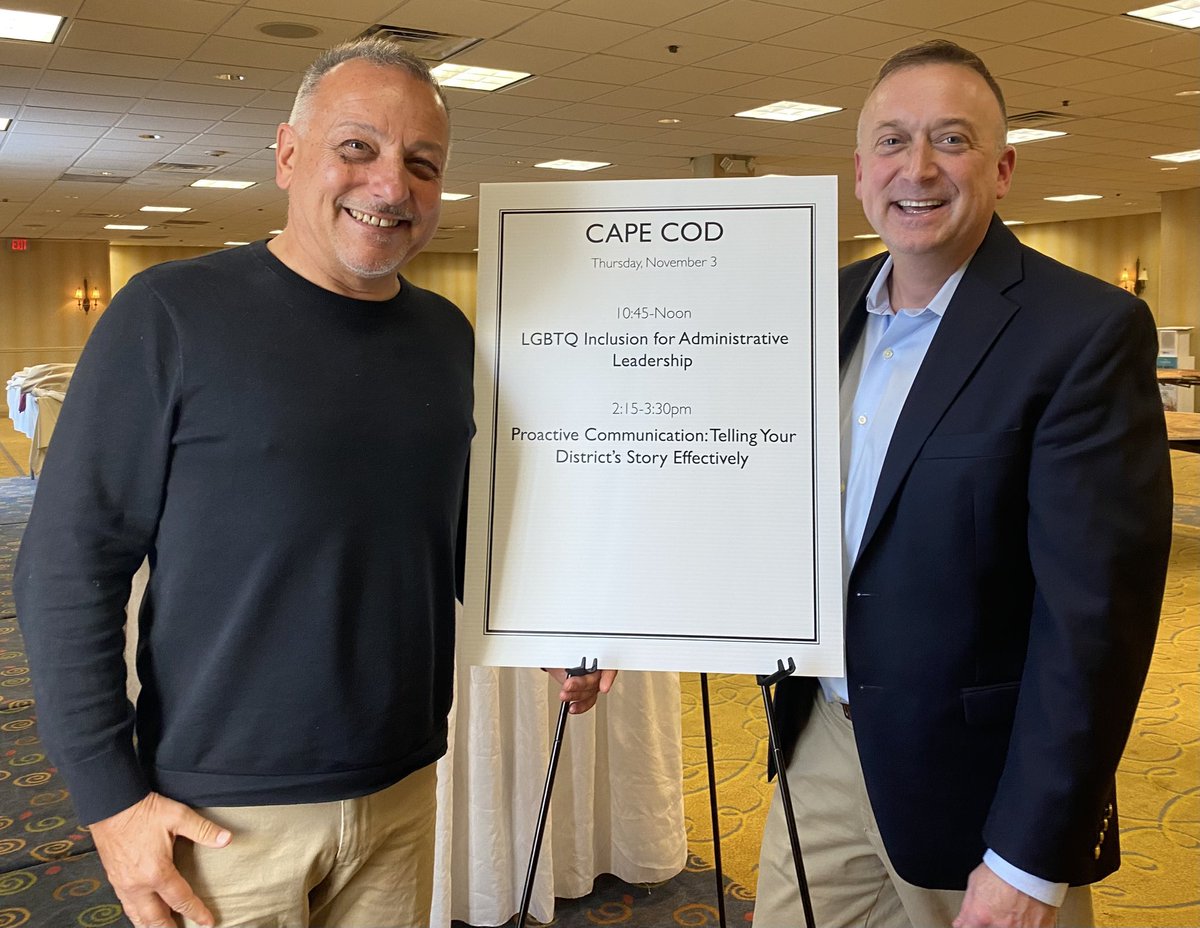 chrishorancomm's tweet photo. Always great to reconnect with longtime friend and colleague @JeffPerrotti. Even better to facilitate sessions in the same room at #MASCMASS22. Thanks for all that you have done (and continue to do) to help make schools more welcoming and inclusive to all! https://t.co/X8Eyf3mA6y