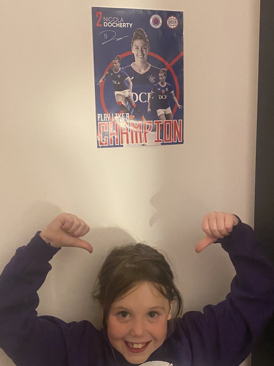 My wee girl getting to put her favourite player <a href="/NicDoc11/">Nicola Docherty</a> up in her own room for the first time now it’s all set up happy girl