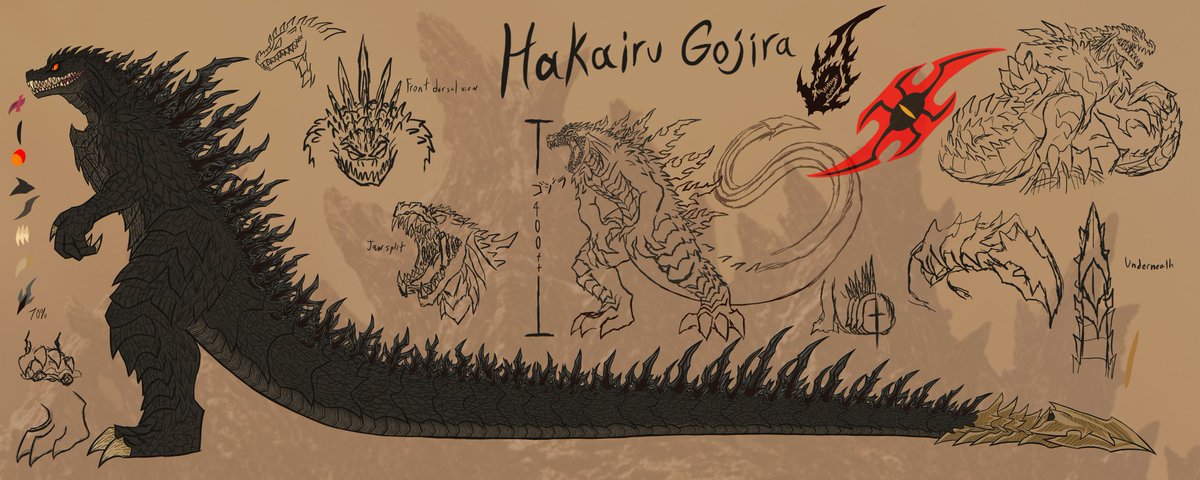 KaijuReaper's tweet photo. It's been a long while back since I first shared him
But now it's time to show him off here!
#HakairuGodzilla in all his glory!!
4 more vers. down below
#ゴジラ #ゴジラフェス2022 #Godzilla #GodzillaDay #GodzillaTitansUnleashed #Godzilla68thAnniversary #Kaiju #Redesign #FanDesign https://t.co/kqzRlmikDt