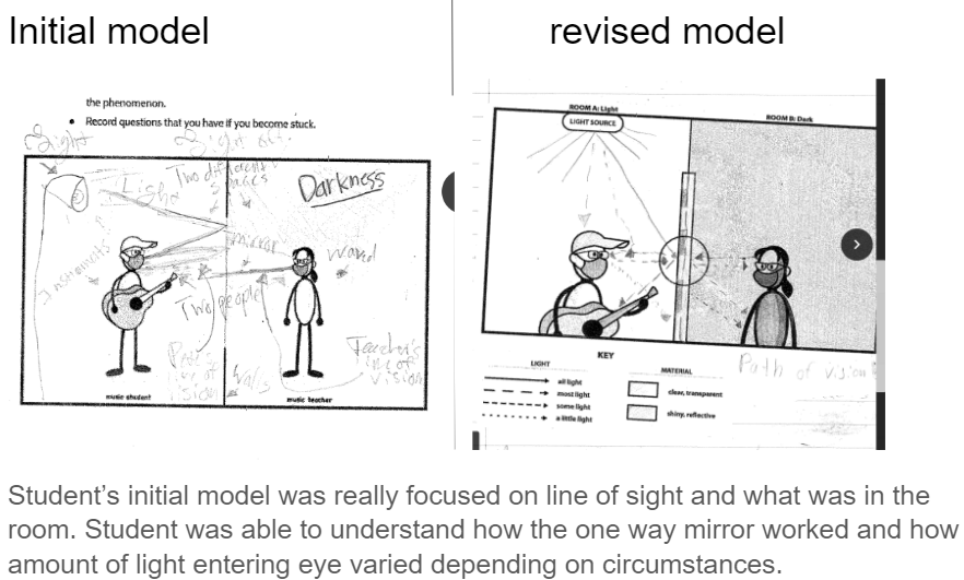 Pearwilliambaur's tweet photo. At our second @OpenSciEd Community of Practice, over 50 secondary science teachers from across WA state shared their students' initial and revised models. The student work really helped focus and deepen our conversation on how we facilitate science sensemaking in our classrooms. https://t.co/qh3mJEqsRO