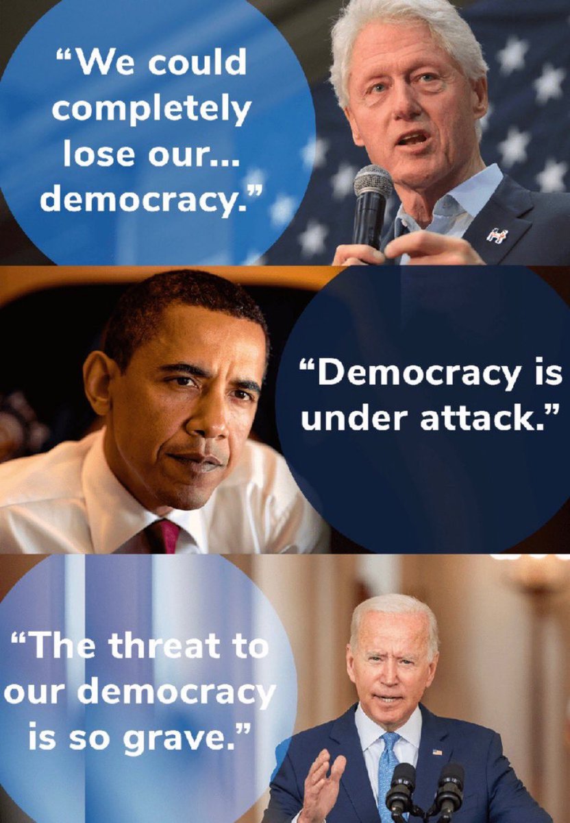 DineshDSouza's tweet photo. The common thread here seems to be that there are not two legitimate parties in America, only one. Even if you reject all the values and policies of Democrats, you must vote for them. The only way to protect democracy is to have a one-party state run solely by Democrats https://t.co/YCeQm2v64e