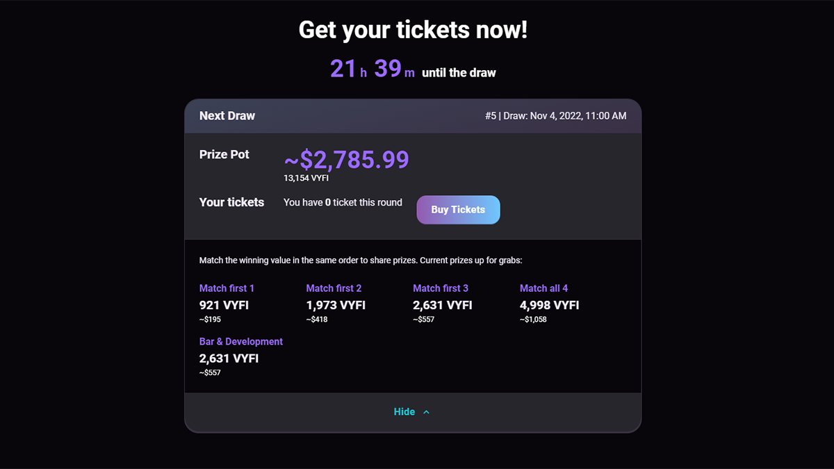 VyFiOfficial's tweet photo. 🍀 The VyFi Lottery is growing every week

We just passed 11k, 12k, and 13k for the first time in this round!

Check it out at https://t.co/1aJWnkS9Z3

#Cardano $ADA #CardanoADA #CardanoLottery #Lottery #TradeRaffle https://t.co/4SkbgxKPbN