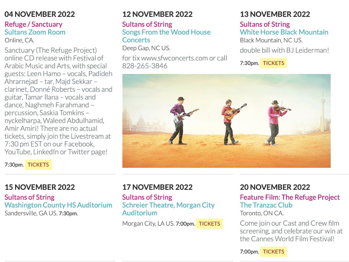 sultansofstring's tweet photo. We’ve got some exciting shows coming up in CA & the US! Everyone can tune in & join us tomorrow night for a free livestream! Or, if you live in #SandersvilleGA #DeepGapNC, #MorganCityLA, or #BlackMountainNC, we’ll be on our way to see you, live, soon! 🥰🎶🎥 https://t.co/DgBORTM0xy