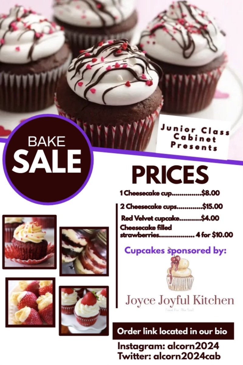 Got a sweet tooth?😏The Junior Class Cabinet can help with that! Class of ‘24 Bake sale is back by popular demand !🗣
Preorders start NOW through November 12th.🧁🍰 Click the link in our bio to order!