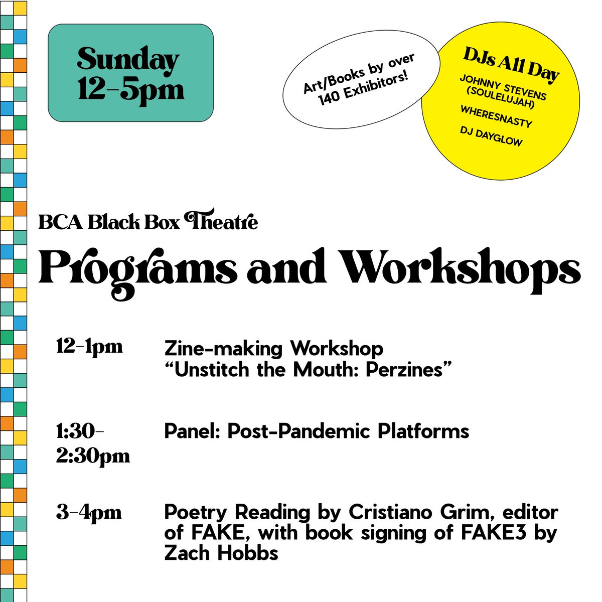 Here's the weekend lineup for the #BostonArtBookFair ! Learn more at bostonartbookfair.com #BosABF