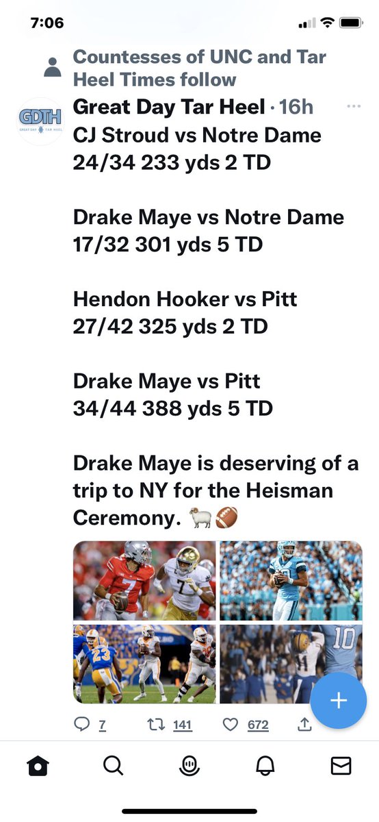 ottofogleman's tweet photo. @SportsCenter @NissanUSA Drake compared to the top two favorites vs common opponents. Maye had better numbers and is by far more valuable to his team than the others. https://t.co/izK7MFUsCe