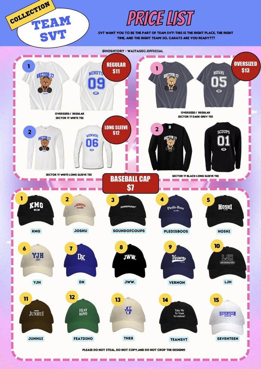 yoonmin_fairy's tweet photo. [SG/GO] 🇸🇬 
#TEAMSEVENTEEN by @hoshtory 
💎 Prices are as stated in the photo.
💎 Second payment needed.
💎 Individual / Bundle Order
💎 Deadline: until slots maxed out!

Google Form:
https://t.co/yglLGLNBdQ https://t.co/YkQFnAmAQW