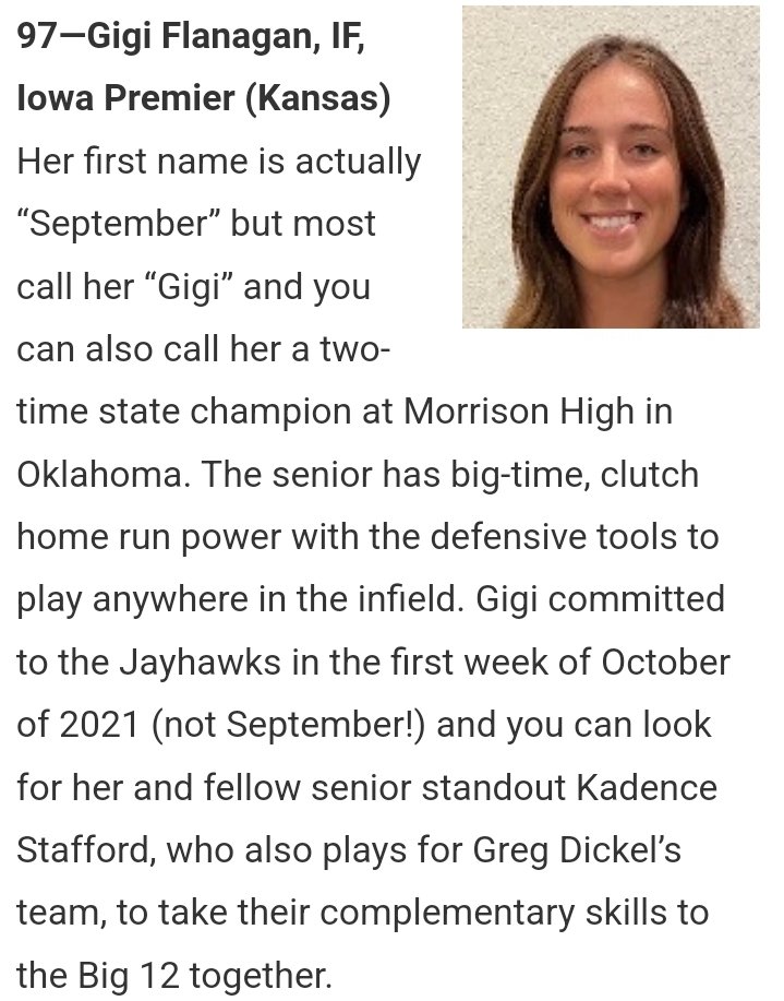 IowaPremierFP's tweet photo. CONGRATS to Iowa Premier 18U National-Dickel MINF @SeptemberF17 on being named as one of the TOP 100 players in the 2023 class in the entire Country! By @ExtraInningSB BIG things in 2023 for her! #IPFLIFE https://t.co/DaVaVKp1n2