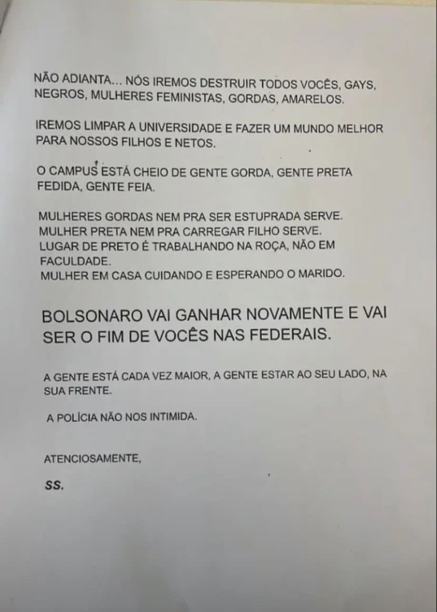 Carta encontrada HOJE na UFSC, em Florianópolis. São NAZISTAS