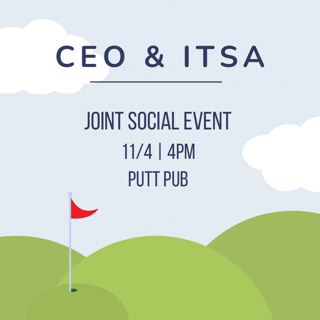 TexasStateCEO's tweet photo. Tomorrow we will be having a joint social with ITSA! Our social will be at Putt Pub in San Marcos at 4PM! See you all there! https://t.co/gqk8wpb8nn