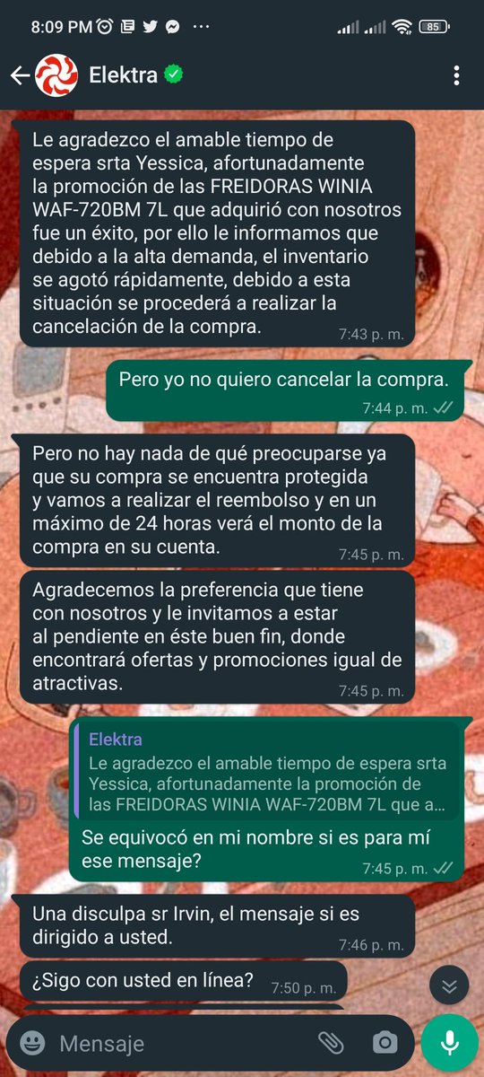 irvin_jfr's tweet photo. El día 25 de octubre adquirí un artículo en Elektra y hasta el día de hoy después pasar la fecha límite de entrega me cancelan de la nada por falta de inventario, y excusándose que era dentro de una promoción. Cuando no era así  
#ElektraNoCumple 
#profeco https://t.co/PWiLy0NTGJ