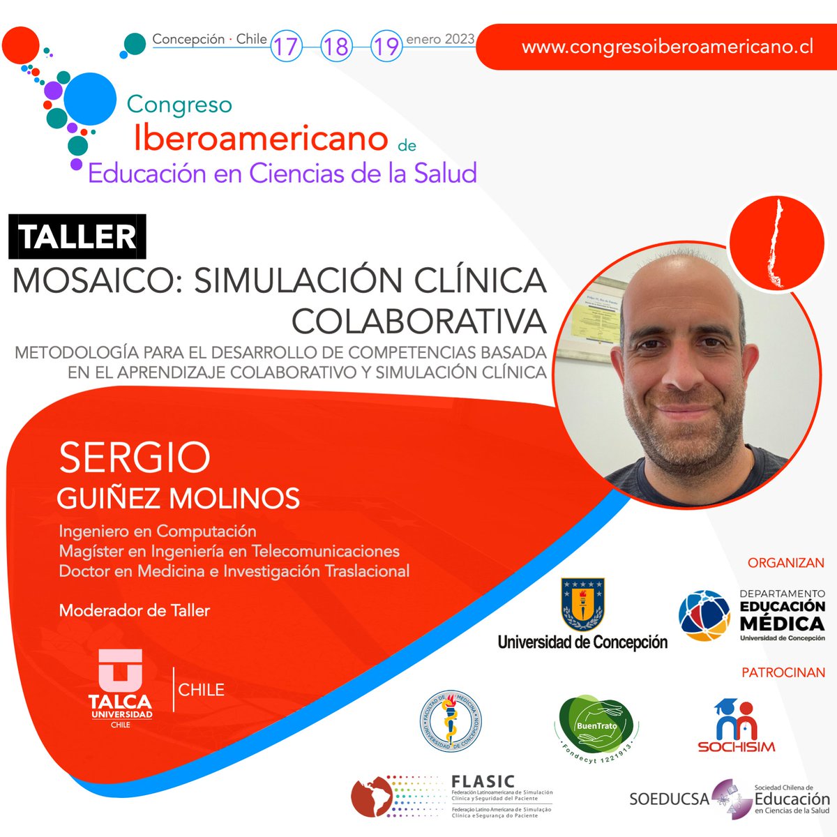 cristhianperezX's tweet image. [TALLER] Sergio Guiñez Molinos de la Universidad de Talca realizará el taller "Mosaico en el 𝗖𝗼𝗻𝗴𝗿𝗲𝘀𝗼 𝗜𝗯𝗲𝗿𝗼𝗮𝗺𝗲𝗿𝗶𝗰𝗮𝗻𝗼 𝗱𝗲 𝗘𝗱𝘂𝗰𝗮𝗰𝗶𝗼́𝗻 𝗲𝗻 𝗖𝗶𝗲𝗻𝗰𝗶𝗮𝘀 𝗱𝗲 𝗹𝗮 𝗦𝗮𝗹𝘂𝗱.

💻 Más información: congresoiberoamericano.cl

#meded