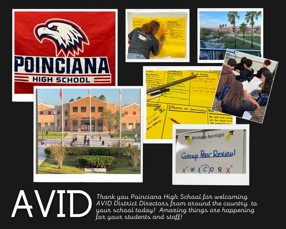 CherylCuddihy's tweet photo. Thx to @poincianahigh for welcoming #AVID District Directors to your school! We loved touring your campus &amp; appreciated the time &amp; effort of our #AVIDStudentTourGuides as they showed us #ThisIsAVID throughout the school. Thx to 
@AVIDLauraRounds &amp; Phil Pautienus for coordinating! https://t.co/Gxed0ID7c2
