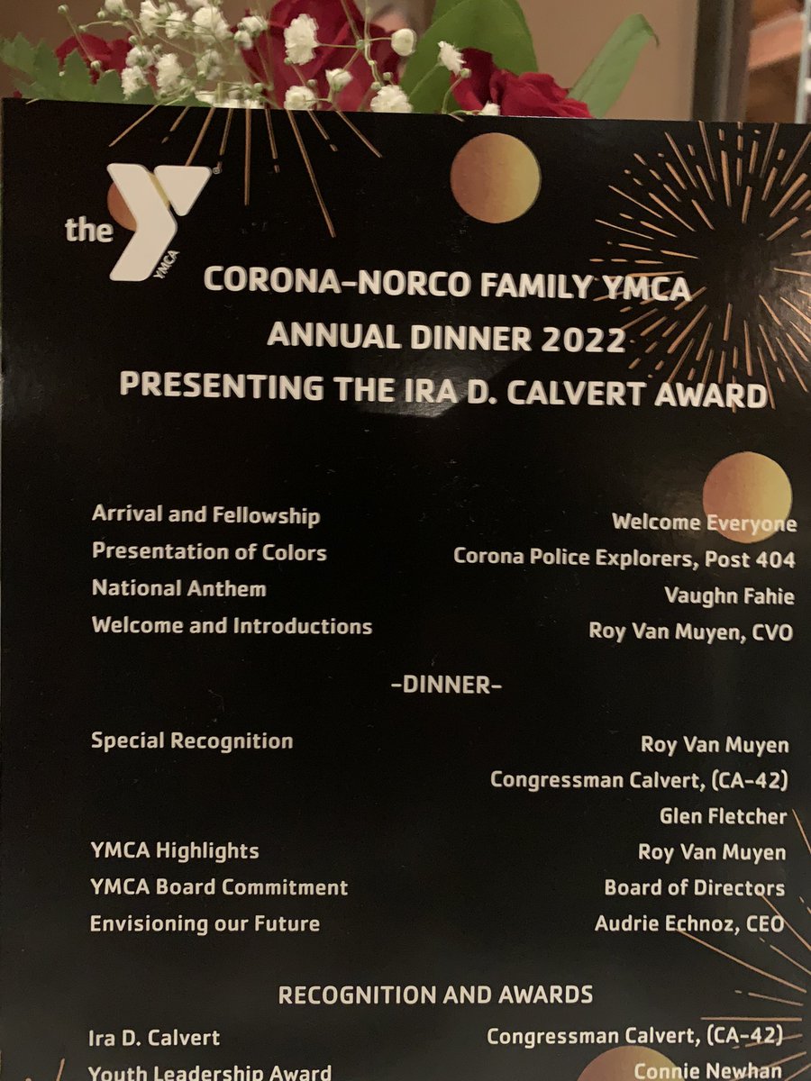 TimGramling's tweet photo. Celebrating with @CoronaNorcoYMCA as we honor US Congressman @KenCalvert and enjoy a lovely evening with community leaders @JustWesSpeake, @AssemblymanJeff and many friends from @cityofcorona https://t.co/S5UYuKhgG5