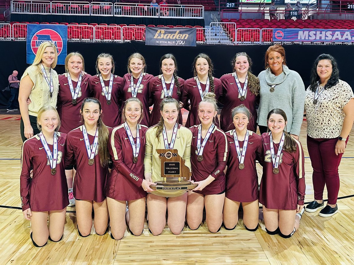 EldonMustang's tweet photo. 2022 Missouri Class 3 Volleyball
Fourth Place
Way to go Lady Mustangs! https://t.co/5Q9ZozLlY6