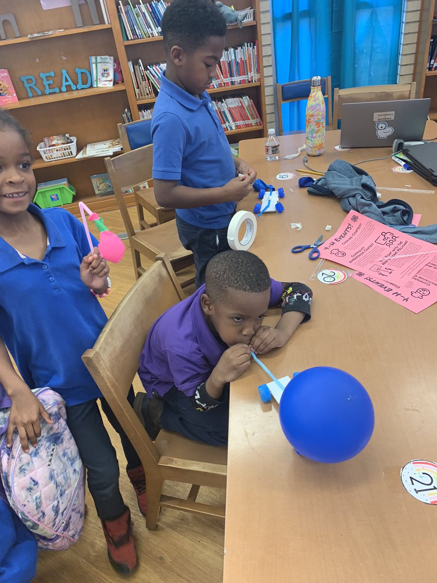 STEM_WASHINGTON's tweet photo. Our scholars had lots of fun demonstrating Newton’s Third of Motion using balloon cars after reading The Princess and the Pit Stop. #STEMeducation https://t.co/hsz3kfPvAZ