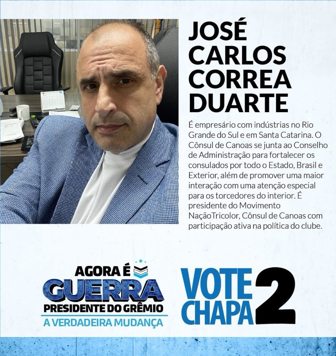 eversonsobral10's tweet photo. Sócio, antes de votar, compare o quadro diretivo e as qualificações das chapas.
Não há contestação, a chapa 2, do Guerra, é a melhor para o Grêmio.
🇧🇼
1/2 https://t.co/XGVyHma5aG