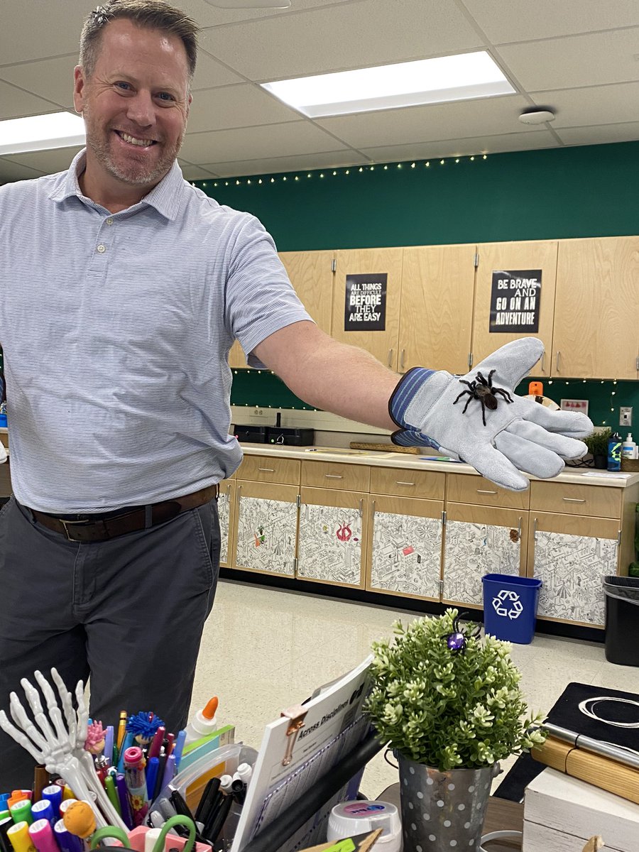 CEsquivel_NISD's tweet photo. You can take @techcoachsmith out of the science lab… but you can’t take the science lab out of @techcoachsmith !!!!! And you are absolutely taking that thing out of my classroom!!! #idontlikespiders #notevenalittlebit #spiderman https://t.co/VAC1y21FU4