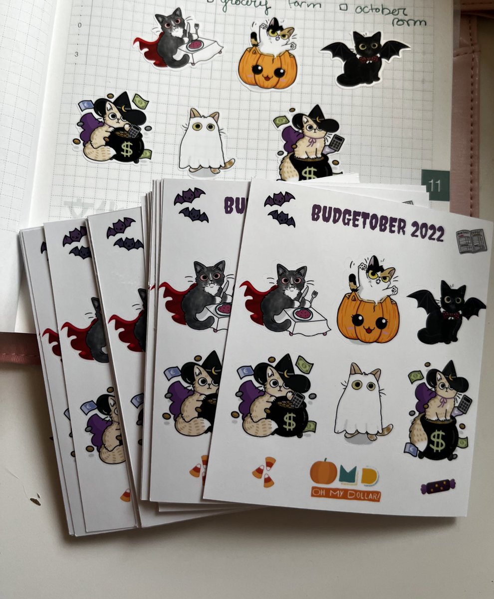 Okay but look how cute the Budgetober stickers are.  I get to mail these to folks on the <a href="/ohmydollar/">Oh My Dollar!</a> forums for completing the challenge! (Thanks <a href="/aaronpk/">Aaron Parecki</a> for helping me print/cut them)