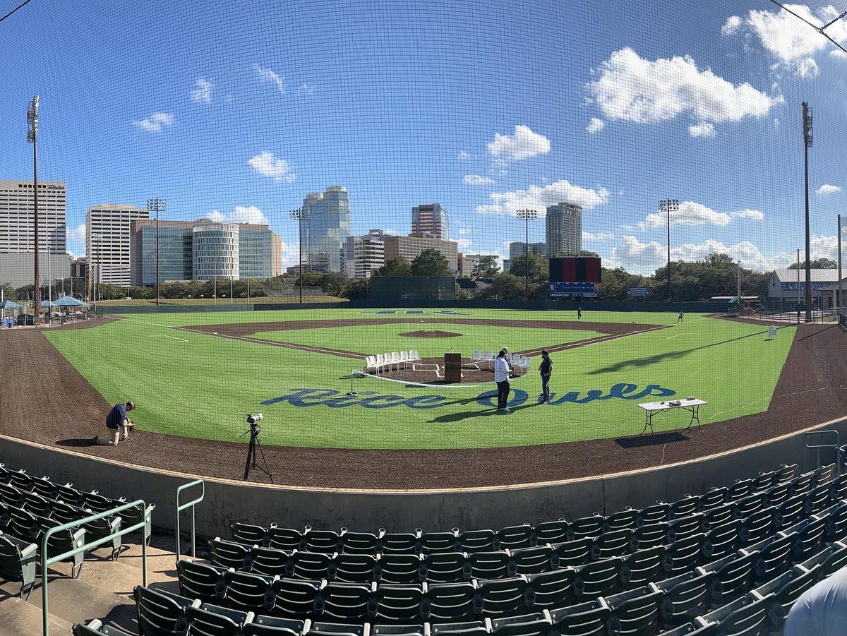 robertreidryan's tweet photo. Thank you @RiceBaseball for giving @RS3Turf the opportunity to resurface Reckling Park. Proud of our #RS3 team. Thank you @actglobalturf and Fielder’s Choice for being on our squad. #hootem 🦉 https://t.co/GR5rKFiuZF