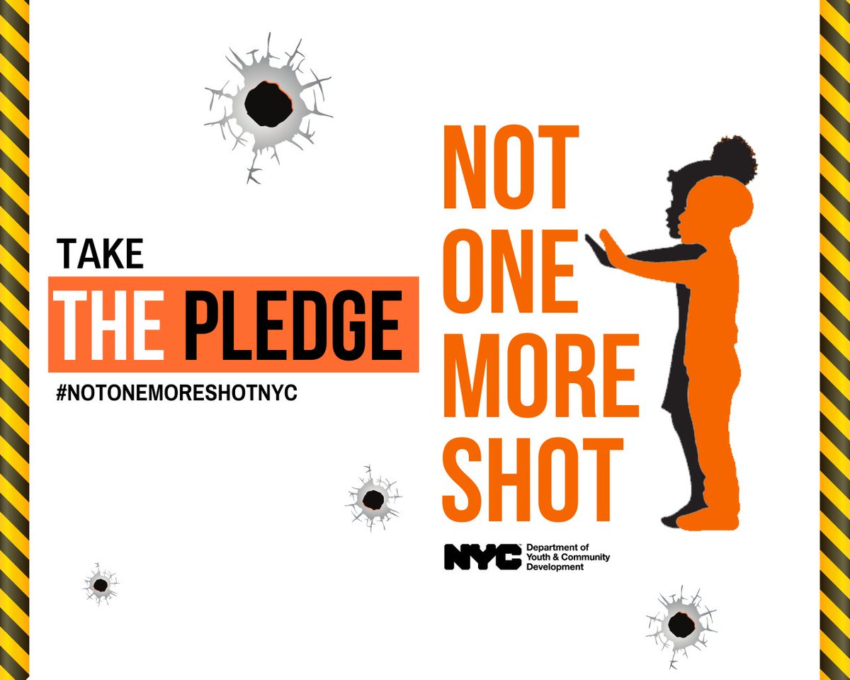 Not One More Shot is a civic leadership movement activating #NYCYouth to speak up and take action to end gun violence in their communities! Take the pledge and learn more visit dycd.jotform.com/220726615431854 #NOTONEMORESHOT #NYCYOUTH #DYCD