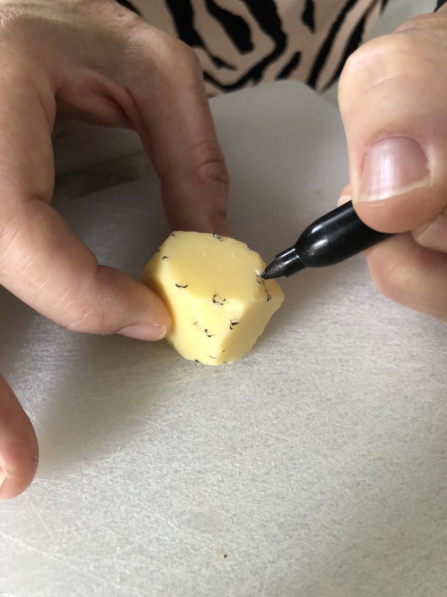 LucyDownes22's tweet photo. We’re an hour behind here in QLD @PatsKarvelas , but this is what fans of the Friday Quiz in the Sunshine State are now frantically all doing. 
@RNBreakfast 
#cubeofcheese
#howmanyedges https://t.co/MUUYPSxNlf