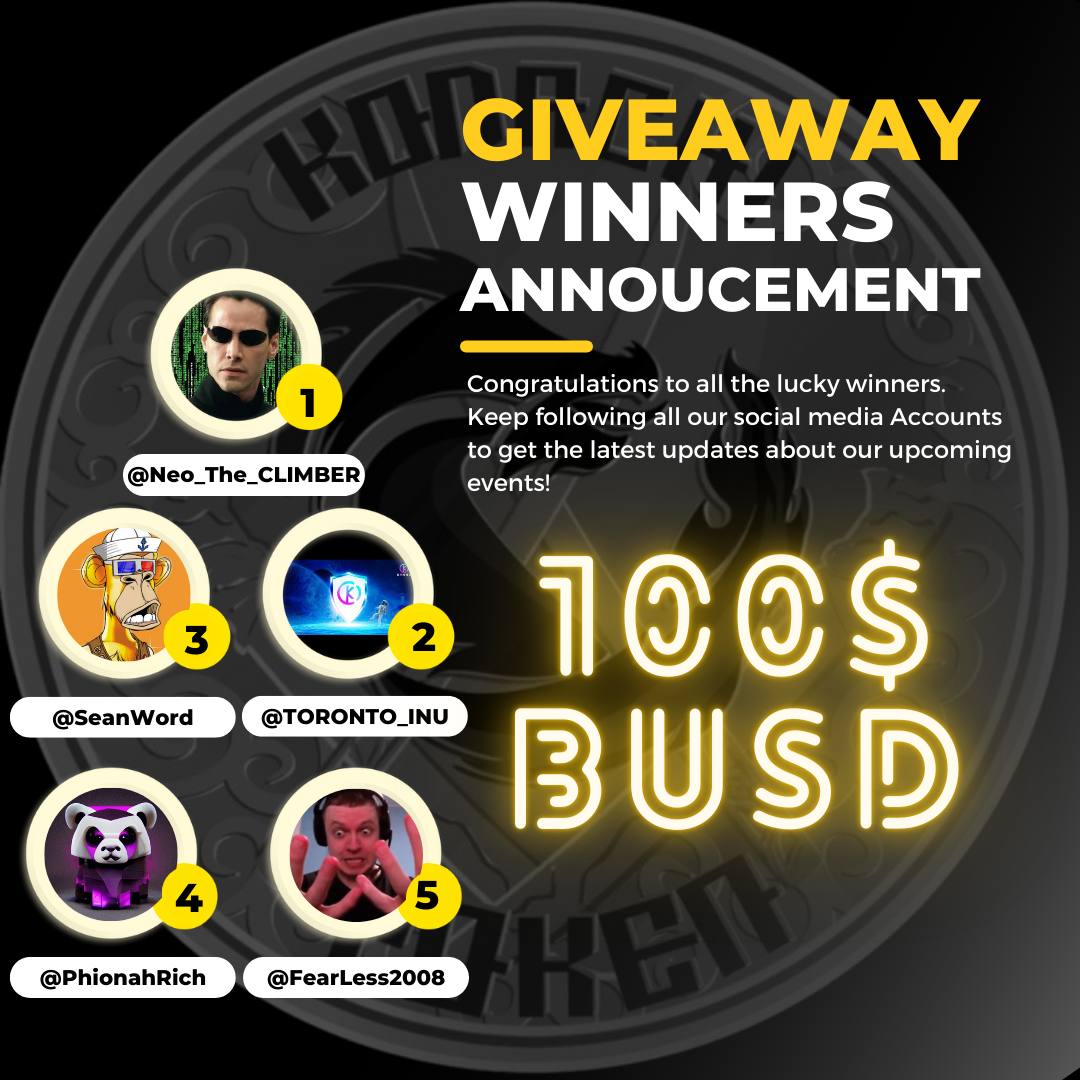 Kodachi_Token's tweet photo. 🎉 Congratulations to all the lucky AMA winners, Mr.BigWhale with #KODACHI

-Total Prize 100$
1-@TORONTO_INU
2-@Neo_The_CLIMBER
3-@PhionahRich
4-@SeanWord
5-@FearLess2008

To receive your rewards, Send Direct Message with your Bep20 Wallet to @kleex7 on Telegram 💯 https://t.co/rm17w5NwLZ