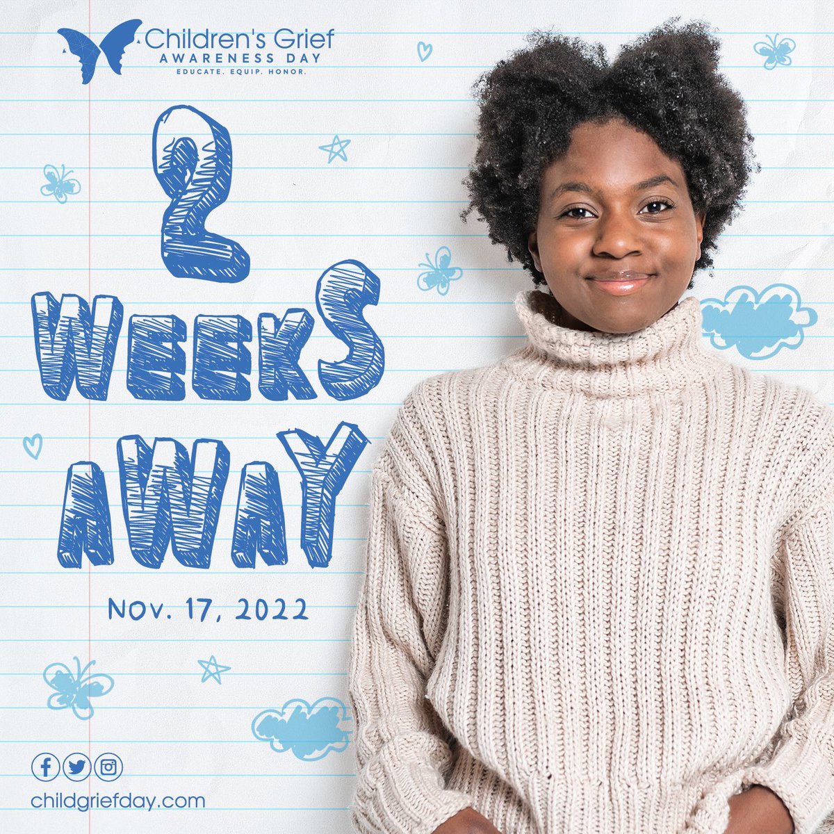 ChildGriefDay's tweet photo. Children’s Grief Awareness Day 2022 is ONLY 2 WEEKS away!! Join others from around the world as we work together to raise #awareness of the #support that #grievingchildren need and deserve. Find out how to #participate HERE – https://t.co/wcqAGH2dNU
#becausegrief https://t.co/IYR8rkAOCP