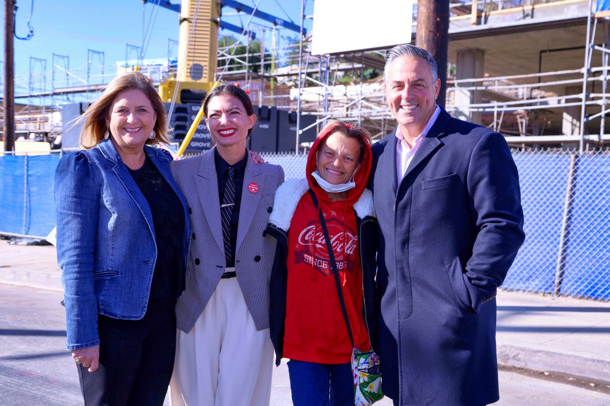 President &amp; CEO Holly Benson, Housing Advocate Amber Sheik, Local Resident Kelly McCard, and <a href="/JoeBuscaino/">Joe Buscaino</a> celebrate #supportivehousing at Beacon Landing