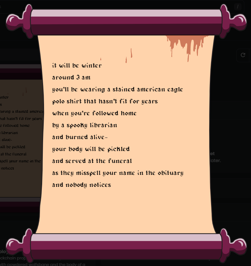 Jawtsi's tweet photo. Burned alive and pickled i'm so there. Thanks again Skelly and Doom scrolls! I love that dark wassie waltz could listen to it for hours. #DoomScrolls https://t.co/AsT4JwuDsk