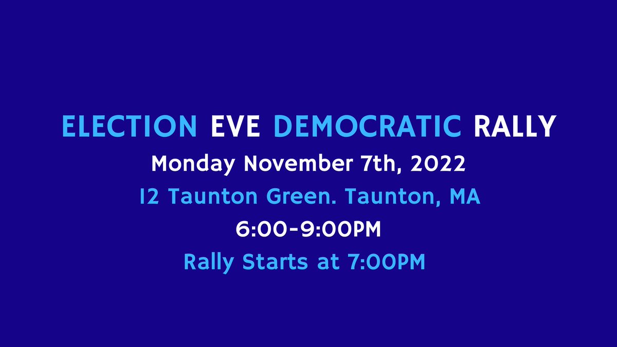 reelectdoherty's tweet image. Join the Taunton Democratic City Committee, State Representative Carol Doherty, Senator Marc Pacheco and State Representative Pat Haddad for an Election Eve Rally.

Monday November 7th • 6:00 PM

12 Taunton Green. Taunton, MA