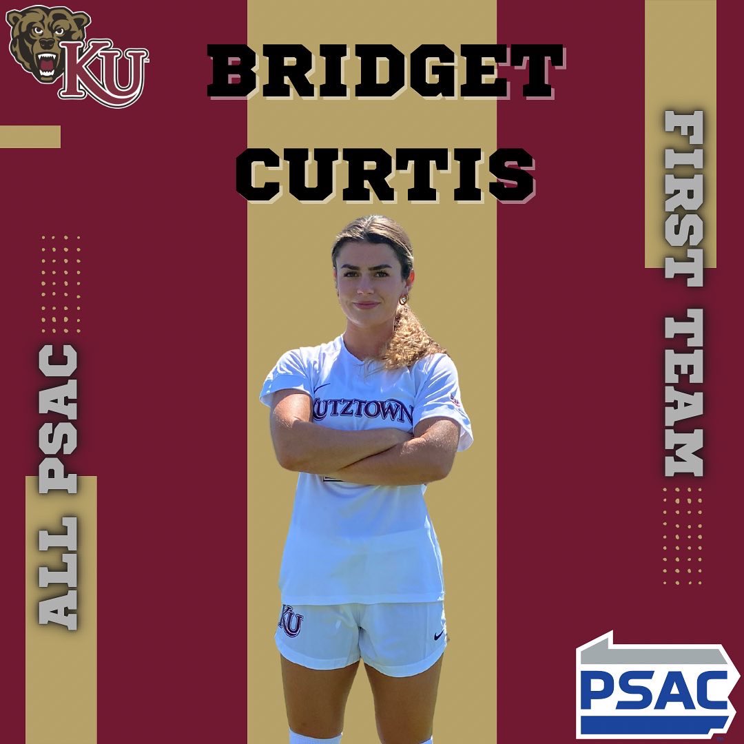 KutztownSoccer's tweet photo. 5️⃣ Kutztown University women's soccer players earned All-PSAC honors, announced by the league office Thursday afternoon. 

Kayla Argen, Bridget Curtis, and Isabella Rossetti were the Golden Bears selected as a part of the first team. https://t.co/CkVg3fEceS