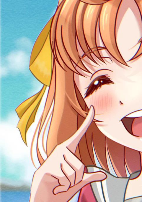 おはちか千歌ちゃんのイラスト完成しました～!!今日の夕方に載せる予定です(チラミセ) 